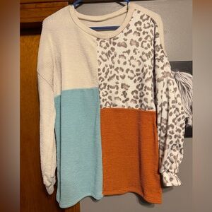 Colorblock and Leopard Print Sweater